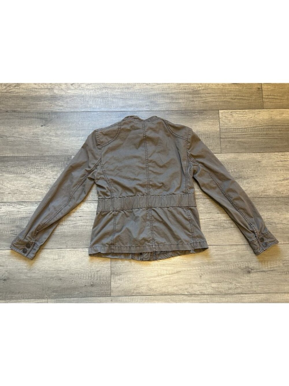 Ann Taylor LOFT Jacket Size 6 Brown Military Style Full Zip Belted Snap Pockets - Picture 5 of 10